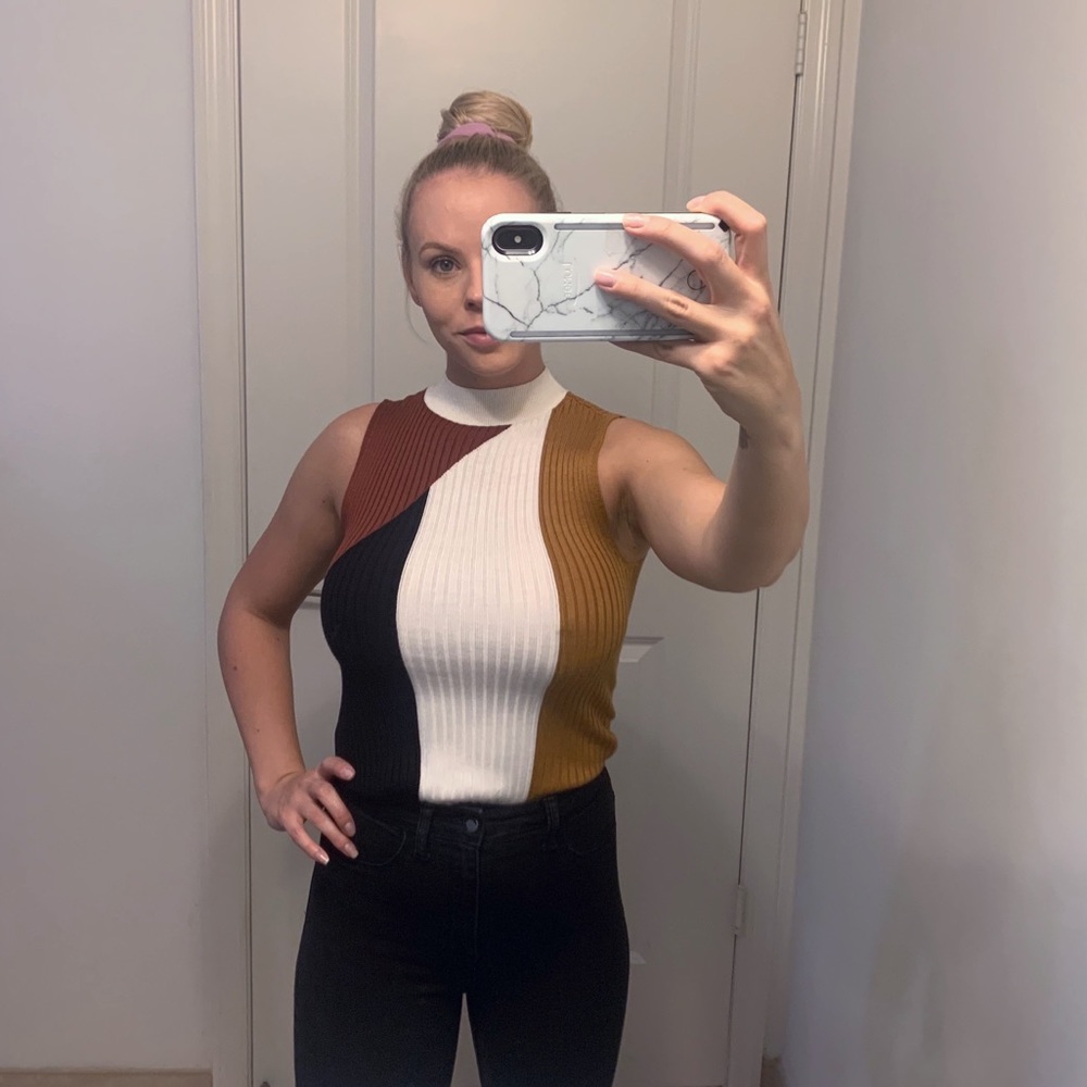 Bar III Sleeveless Multicolor Sweater Tank Top